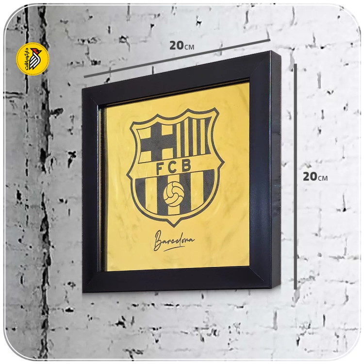 تابلو دکوراتیو طلایی لوگو بارسلونا