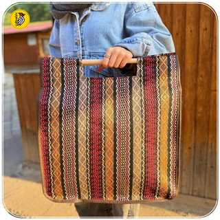 کیف دسته چوبی جاجیمی